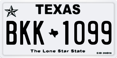 TX license plate BKK1099