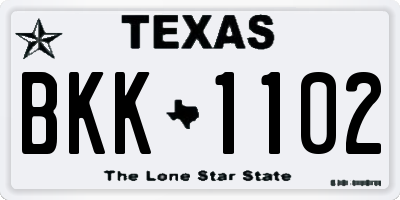 TX license plate BKK1102