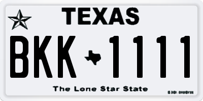 TX license plate BKK1111