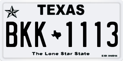 TX license plate BKK1113