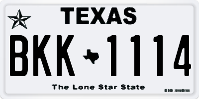 TX license plate BKK1114