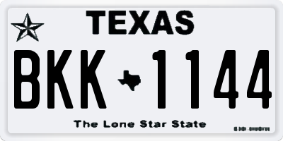 TX license plate BKK1144