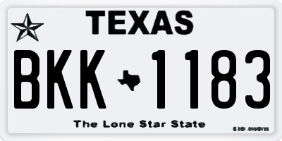 TX license plate BKK1183