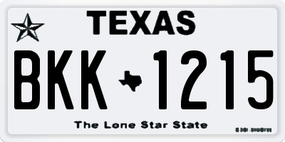 TX license plate BKK1215