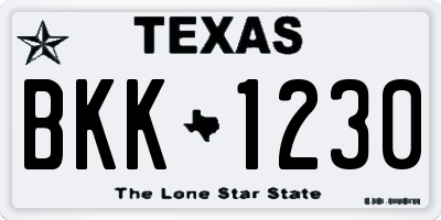 TX license plate BKK1230