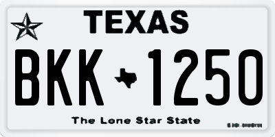 TX license plate BKK1250