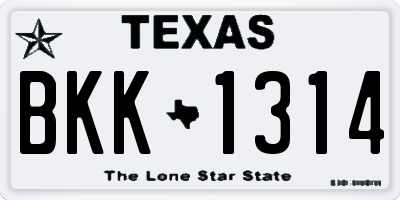 TX license plate BKK1314