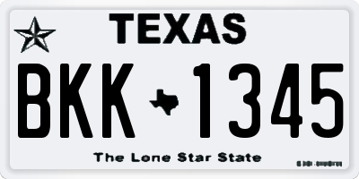 TX license plate BKK1345