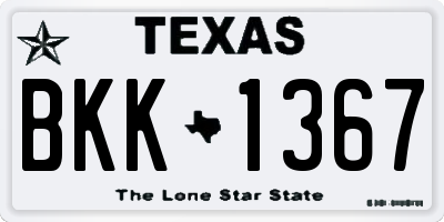 TX license plate BKK1367