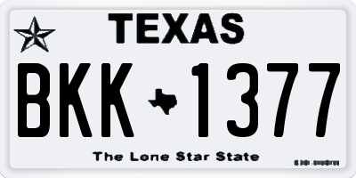 TX license plate BKK1377