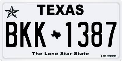 TX license plate BKK1387