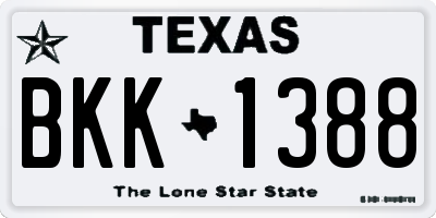 TX license plate BKK1388