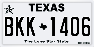 TX license plate BKK1406