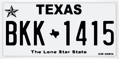 TX license plate BKK1415