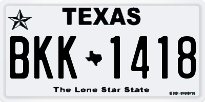 TX license plate BKK1418