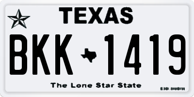 TX license plate BKK1419