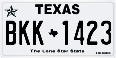 TX license plate BKK1423