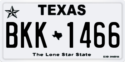 TX license plate BKK1466