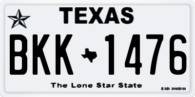 TX license plate BKK1476