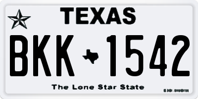TX license plate BKK1542
