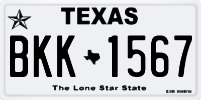 TX license plate BKK1567