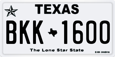 TX license plate BKK1600
