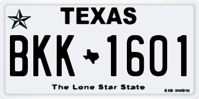 TX license plate BKK1601