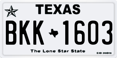 TX license plate BKK1603