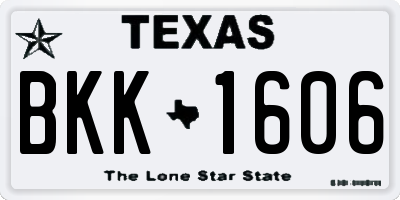 TX license plate BKK1606