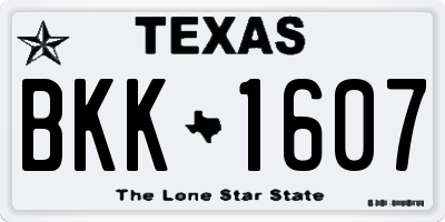 TX license plate BKK1607