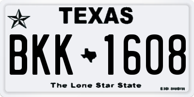 TX license plate BKK1608