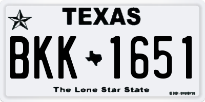 TX license plate BKK1651