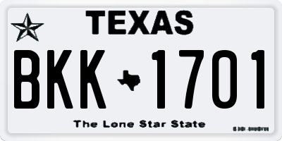 TX license plate BKK1701