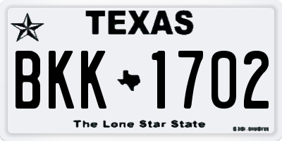 TX license plate BKK1702
