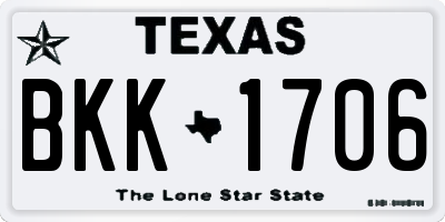 TX license plate BKK1706