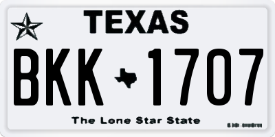 TX license plate BKK1707