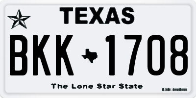 TX license plate BKK1708