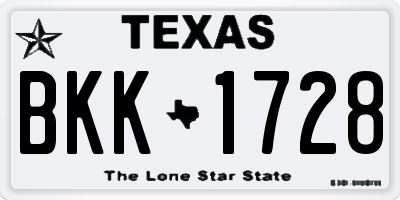 TX license plate BKK1728