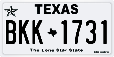 TX license plate BKK1731