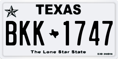 TX license plate BKK1747