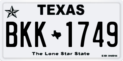 TX license plate BKK1749