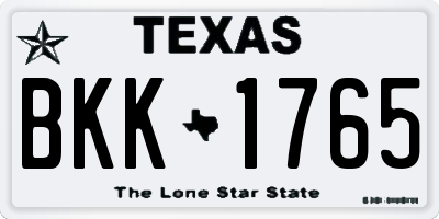 TX license plate BKK1765