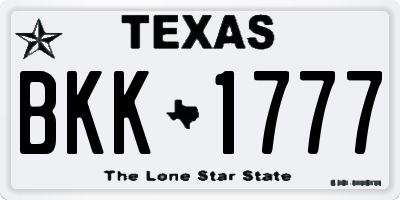 TX license plate BKK1777