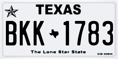 TX license plate BKK1783