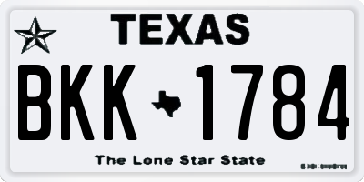 TX license plate BKK1784