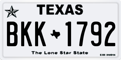 TX license plate BKK1792
