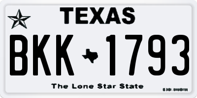 TX license plate BKK1793