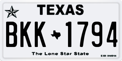 TX license plate BKK1794