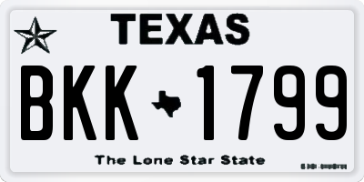 TX license plate BKK1799
