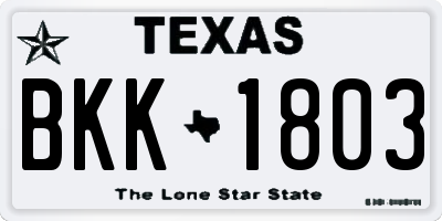 TX license plate BKK1803